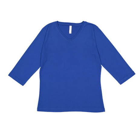 Ladies Classic Fit 3/4 Sleeve V neck