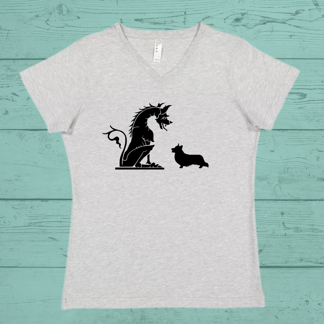 Modern Fit V neck Dragon Design