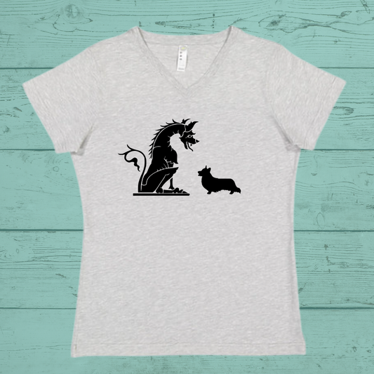 Modern Fit V neck Dragon Design