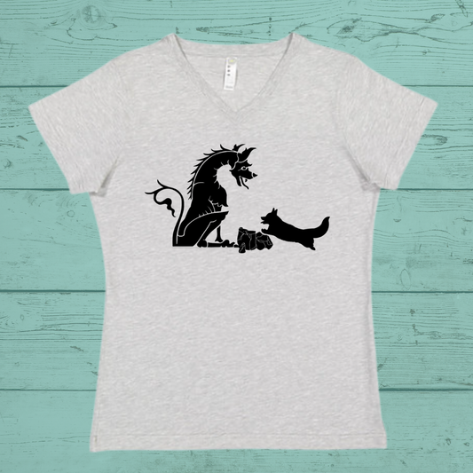 Modern Fit V neck Dragon Design